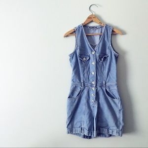Vintage style denim romper jump suit overalls